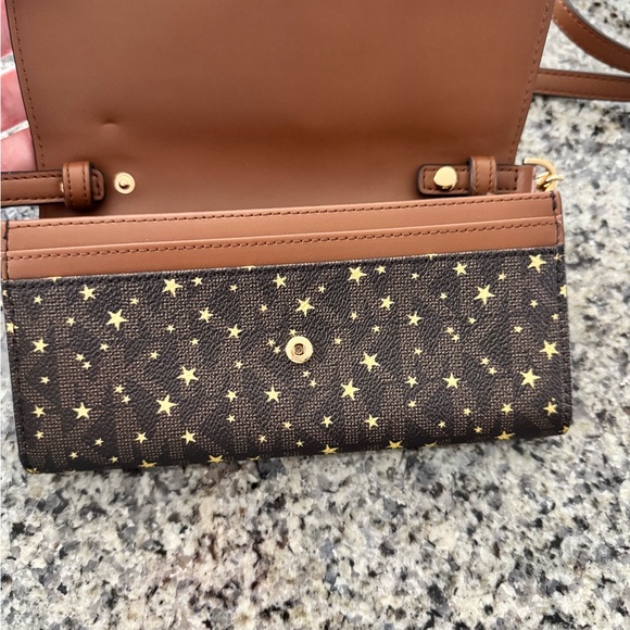 Michael Kors Brown and Black Clutch with Gold Accents - Picture 5 of 6